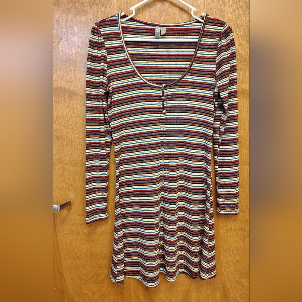 ASOS Multicolor Striped Long Sleeve Knit Dress